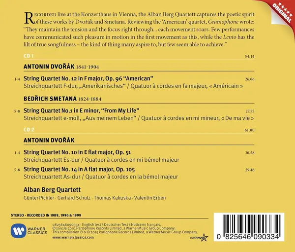 Dvorak: String Quartets: Opp. 96 "American", 51 & 105 / Smetana: String Quartet No. 1 "From My Life" | Alban Berg Quartett