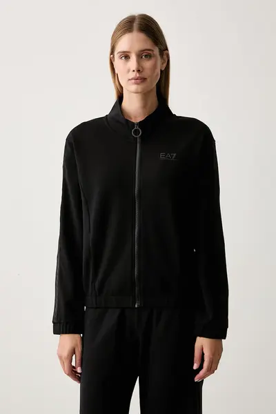 EA7 Emporio Armani hanorac cu fermoar și glugă pentru femei