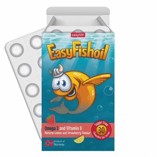 Easy FishOil Vitamina D si Omega 3 pentru copii, Ropharma | 30 comprimate masticabile
