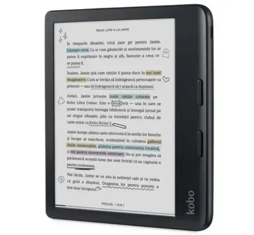 eBook Reader Kobo Libra Colour, Ecran E-Ink Kaleido 7inch, Procesor Dual-Core 2.0GHz, 32GB Flash, USB Type-C, ComfortLight PRO, Wi-Fi, IPX8 (Negru)
