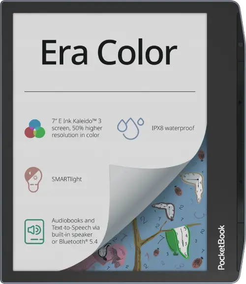 eBook Reader PocketBook Era Color, Ecran E Ink Kaleido™ 3 capacitiv multisenzor 7inch, 300ppi, Bluetooth 5.4, Wi-Fi, Procesor Quad-Core 1.8GHz, 1GB RAM, 32GB Flash, Waterproof IPX8 (Albastru)