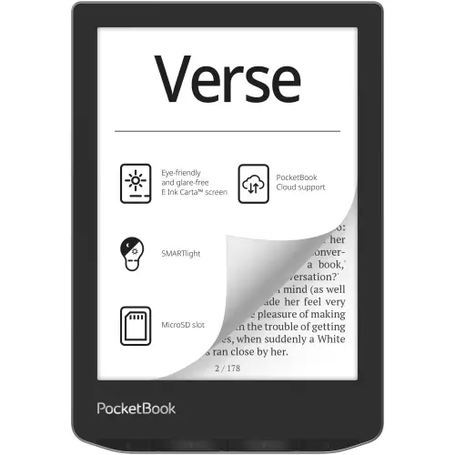 eBook Reader PocketBook Verse PB629, Ecran tactil 6.0inch E Ink Carta™ 1200, 212dpi, 8GB, SMARTlight, G-sensor, WiFi (Gri)
