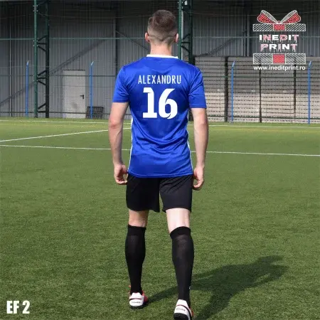 Echipament fotbal copii si adulti EF2 XXL, Tricou albastru, șort negru