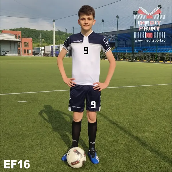Echipament fotbal copii si adulti KIT AMERICA EF16 2XS, Tricou alb și șort bleumarin