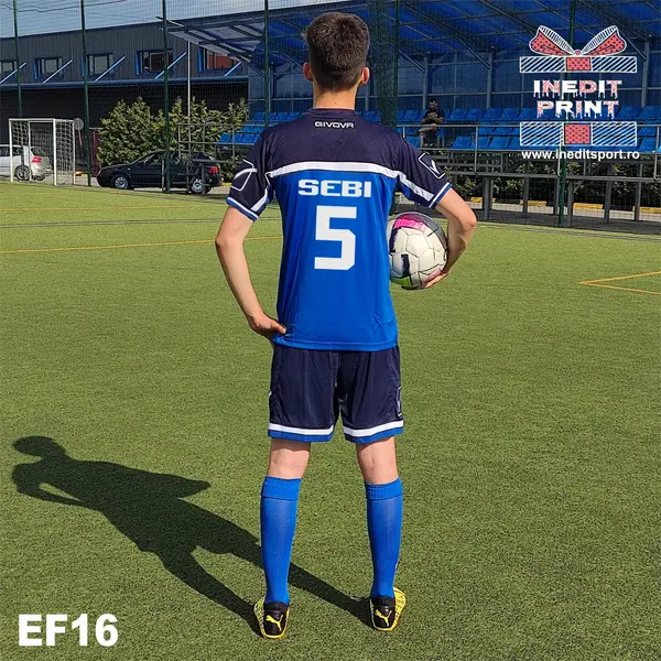 Echipament fotbal copii si adulti KIT AMERICA EF16 Tricou albastru, șort bleumarin, XL