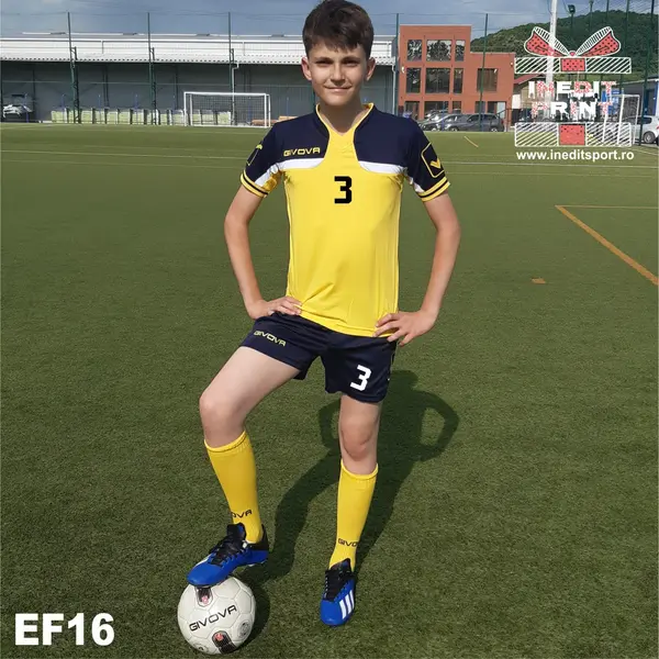 Echipament fotbal copii si adulti KIT AMERICA EF16 XL, Tricou galben, șort negru
