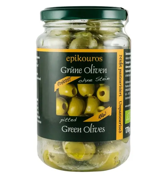 ECO/BIO Masline verzi, fara samburi, RAW, 17gr, in borcan