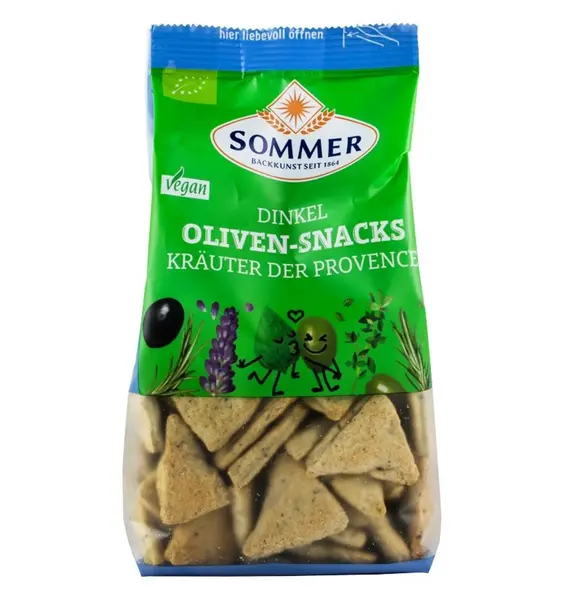 ECO/BIO Snack din faina de grau spelta cu masline si ierburi de Provence, 150 gr