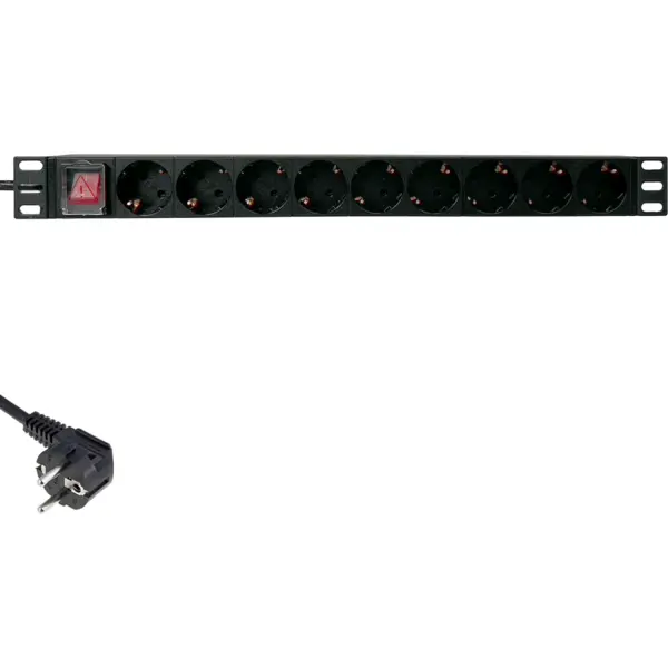 Eco Xcab Unitate de distributie a energiei Eco Xcab EcoXcab-919, 9 prize Schuko, 1U, Montaj Rack 19 inch, Negru