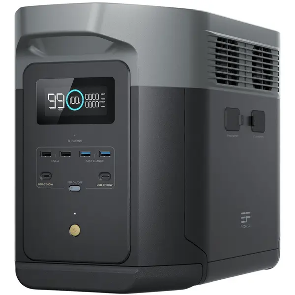 ECOFLOW Statie de incarcare portabila EcoFlow Power Station Delta 2 Max 2048Wh, 4xAC 230V, 12V auto, 2xUSB-A, 2xUSB-C, Negru