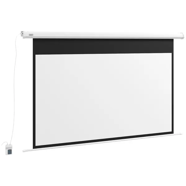 Ecran de Proiectie Motorizat de 84 de inci, 4K HD 16:9, cu Doua Telecomenzi pentru Interior/Exterior 215x8x140cm HOMCOM | Aosom Romania