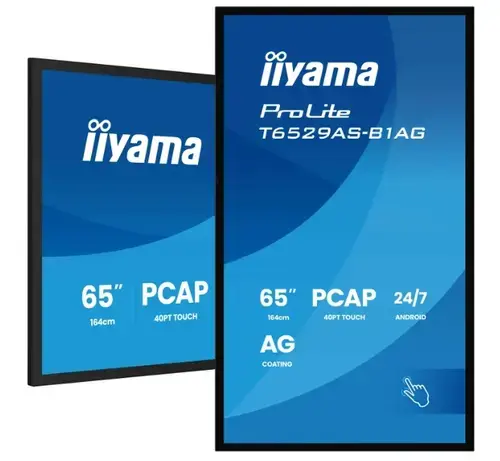 Ecran Profesional VA LED Iiyama 64.5inch T6529AS-B1AG, UHD (3840 x 2160), HDMI, Touchscreen, Boxe (Negru)