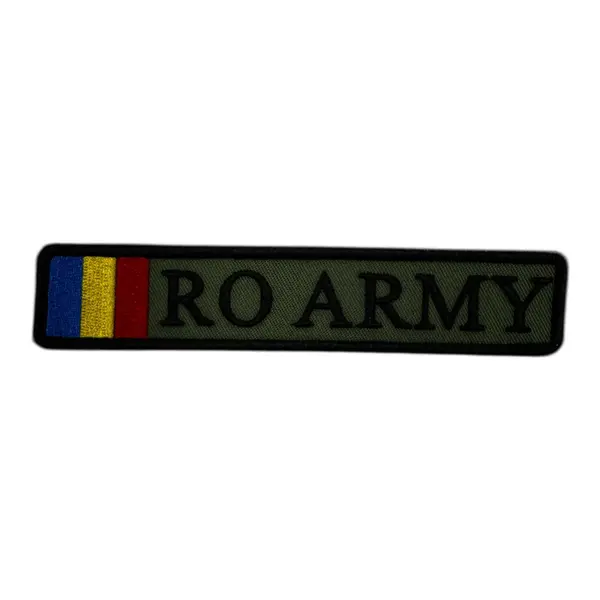 Ecuson RO ARMY Forte Terestre cu tricolor brodat – Velcro – 12,5 × 2,5 cm - Default Title