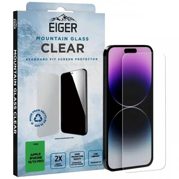 Eiger Folie Sticla Mountain Glass iPhone 15 / 15 Pro Clear