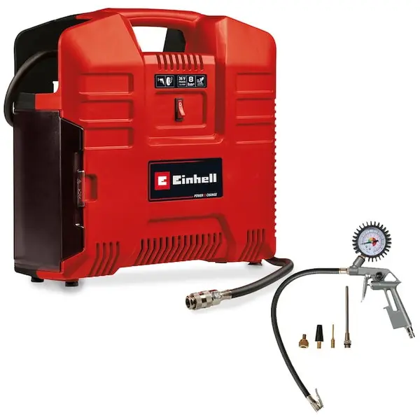 Einhell Compresor aer portabil Einhell Power X-Change TE-AC 36/8 Li OF Set-Solo, 2x18 V, 8 bar presiune maxima, 130 l/min capacitate absorbtie, fara acumulator si incarcator