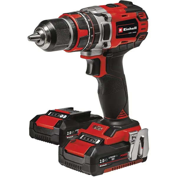 Einhell Masina de gaurit si insurubat (bormasina) cu impact pe acumulator Einhell TE-CD 18/50 Li-i BL, 18 V, tehnologie PXC, motor fara perii, 13 mm mandrina, 28.800 percutii/min, 50 Nm, 2 acumulatori, incarcator