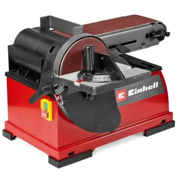 Einhell Masina de slefuit stationara cu banda/disc Einhell TE-US 400, 400 W, disc Ø 150 mm, banda 100 x 914 mm, viteza maxima banda 348 m/min, inclusiv accesorii