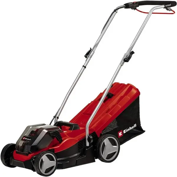 Einhell Masina de tuns gazon/iarba pe acumulator Einhell PXC GE-CM 36/33 Li, 2x18 V, latime taiere 33 cm, inaltime taiere 25-65 mm, 30 l volum sac colector, recomandat pentru maxim 250 m², 2 acumulatori 2.5 Ah, incarcator
