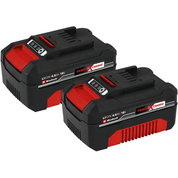Einhell Pachet 2 acumulatori Einhell PXC-Twinpack 4511489, 18 V, 4.0 Ah 900 W putere maxima, Power X-Change, Negru-Rosu