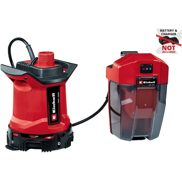 Einhell Pompa de apa murdara Einhell Expert GE-DP 18/25 LL Li-Solo Power X-Change, 18 V, debit de 7.000 l/h, aspiratie plata, inaltime de refulare de 5 m, mod ECO si BOOST, fara acumulator si incarcator