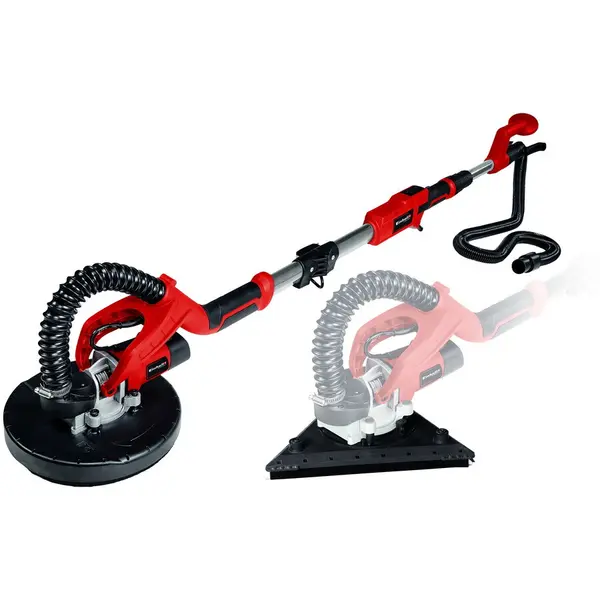 Einhell Slefuitor pentru pereti, tavane, plafoane si rigips (polizor pereti) cu brat telescopic Einhell TE-DW 225 X, 750 W, 1800 RPM, 225 mm diametru disc + 6 discuri de slefuire + cutie transport, Rosu-Negru