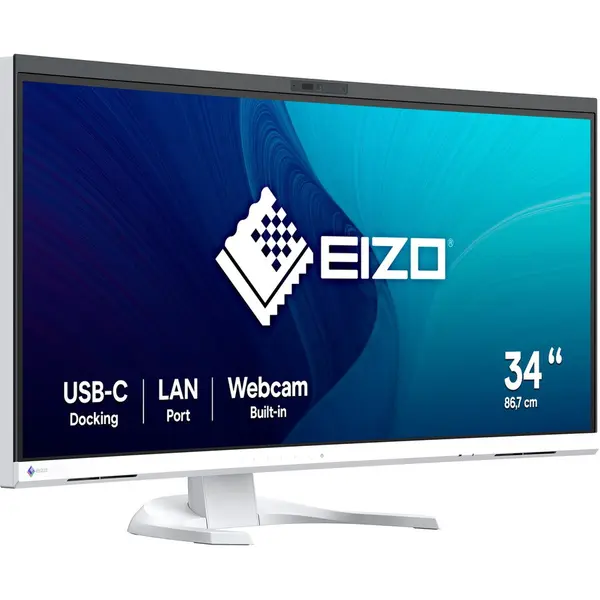 EIZO Monitor IPS LED EIZO FlexScan 34.1 EV3450XC-WT, UWQHD 3440 x 1440, HDMI, DisplayPort, Ecran curbat, Boxe Alb