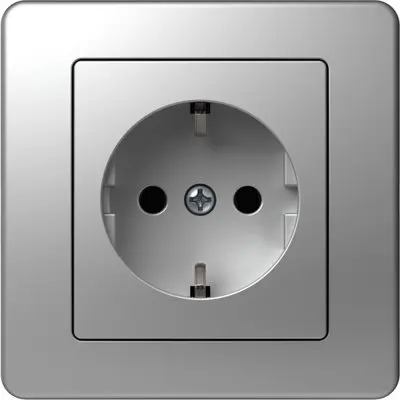 Ekonomik Priza SCHUKO 1P 16A ST IP20 Argint, TEM Modul TEM-VE10ES-B