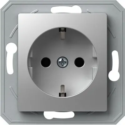 Ekonomik Priza SCHUKO 1P 16A ST IP20 Argint, TEM Modul TEM-VE10ESXO-B