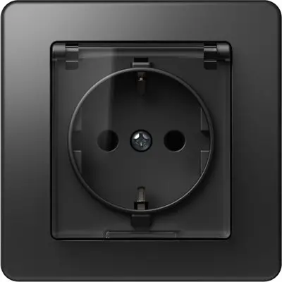 Ekonomik Priza SCHUKO cu cap. 1P 16A ST IP20 Negru, TEM Modul TEM-VE11BT-B