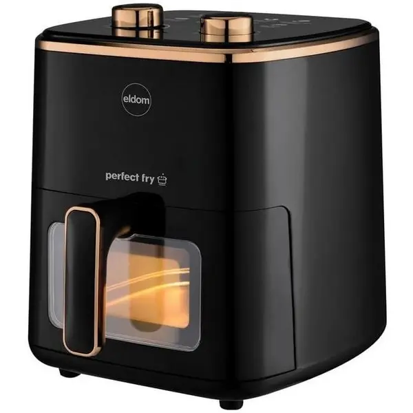 Eldom Friteuza cu aer card Eldom FR40 Fritta, 5 l, 1500 W, temperatura ajustabila, Negru-Auriu