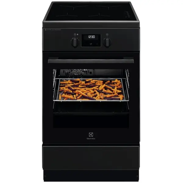 Electrolux Aragaz Electrolux LKI564266K, Electric, Inductie, 4 zone de gatit, Booster, SteamBake, AirFry, Autocuratare catalitica, Timer electronic, Grill, Iluminare cuptor, Clasa A, Negru