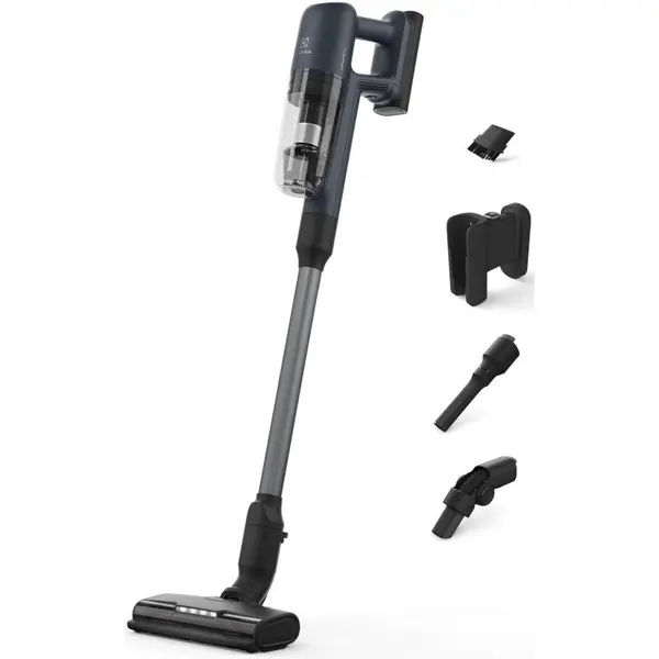 Electrolux Aspirator vertical multifunctional ELECTROLUX Seria 700 EP71UB14DB, 100 AirWatt, 4000 mAh Li-Ion, motor BLDC, autonomie max 50 min, perie motorizata multi-suprafete cu lumini LED, duza spatii inguste, tub special multi - unghi, albastru denim