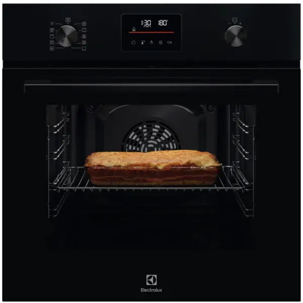 Electrolux Cuptor electric incorporabil Electrolux LOF4P06BK, 65 l, Autocuratare pirolitica, Timer cu display electronic, 25 de programe predefinite, Grill, Blocare de siguranta pentru copii, Clasa eficienta energetica A+, Negru