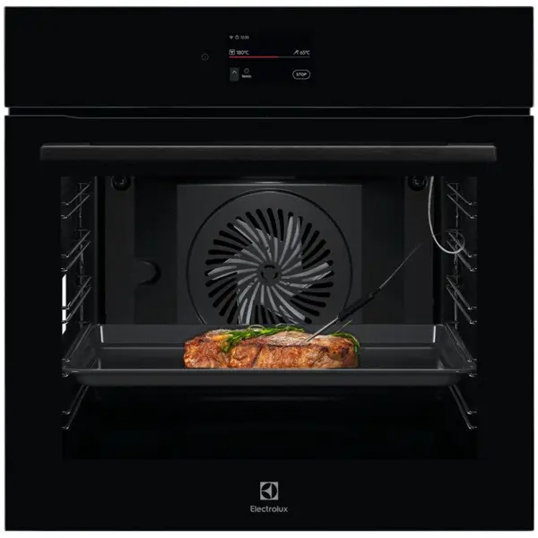 Electrolux Cuptor incorporabil Electrolux LOE9P3XZ, 71 l, Conectivitate WI-FI, 85 de programe predefinite, TFT Activ, Autocuratare pirolitica, Grill, Senzor gatire, Convectie, 2 tavi emailate+1 gratar, Clasa eficienta energetica A++, Sticla neagra