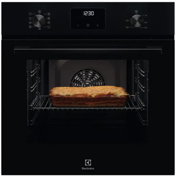 Electrolux Cuptor incorporabil Electrolux LOFGF00BK, Electric, 65 l, Grill, Ghidaj telescopic pe 1 nivel, Timer cu display electronic, Clasa A, Negru