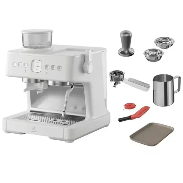 Electrolux Espressor manual Electrolux E8EC1-8SW, Dual Thermoblock, Portafiltru profesional 58 mm, 3 L, 2200W, 20 bar, Alb Perlat