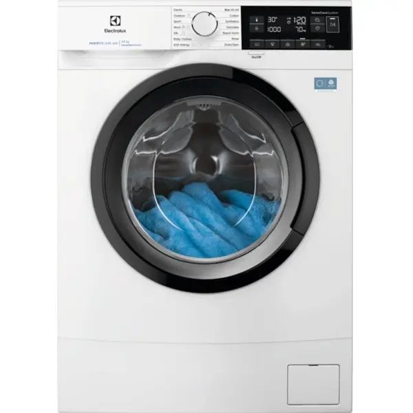 Electrolux Masina de spalat rufe slim ELECTROLUX EWS6307BE PerfectCare600, 7 kg, 1000 rpm, Clasa A, motor Inverter, display LED, Sensicare, Rapid 14 min, Antialergic, Baby, Outdoor, TimeManager, SoftPlus, Adancime totala 48.2 cm, alb
