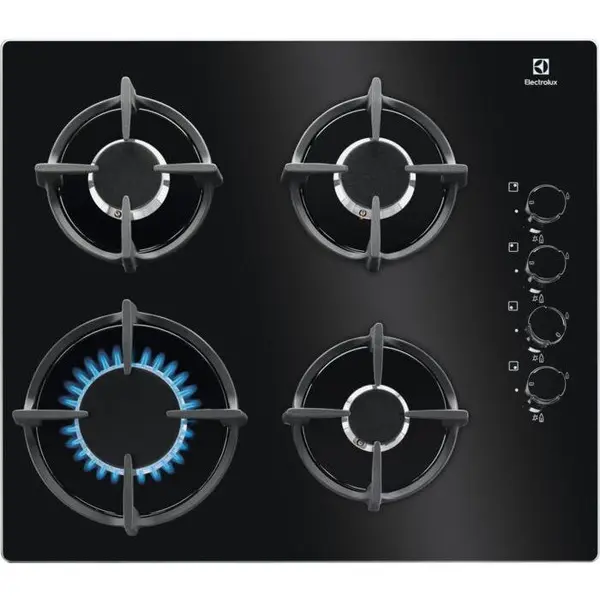 Electrolux Plita incorporabila Electrolux EGG6407K, gaz, 4 zone de gatit, 60 cm, Negru