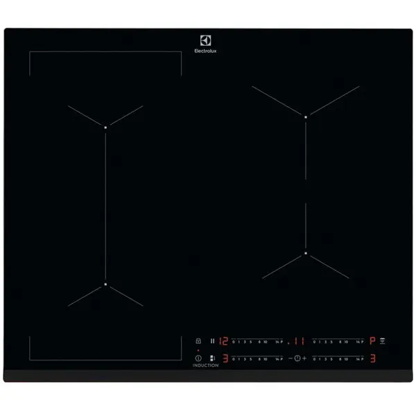 Electrolux Plita incorporabila Electrolux EIV63443, Inductie, 4 zone de gatit flexibile, Control touch prin culisare, Functie punte, Booster, Timer electronic, Functie pauza, Conectivitate hota, Blocare de siguranta pentru copii, Semnal acustic, Negru