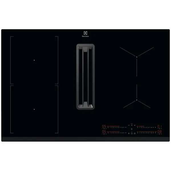 Electrolux Plita incorporabila Electrolux KCC83443, Inductie, 4 zone de gatit, ComboHob FlexiBridge, Booster, Hota integrata, Putere de absorbtie 630 mc/h, Motor inverter, 78 cm, Negru