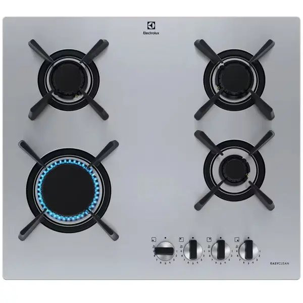 Electrolux Plita incorporabila Electrolux KGU643723Z, Gaz, 4 arzatoare, Aprindere electrica integrata, Dispozitiv siguranta, Gratare fonta, 60 cm, Inox