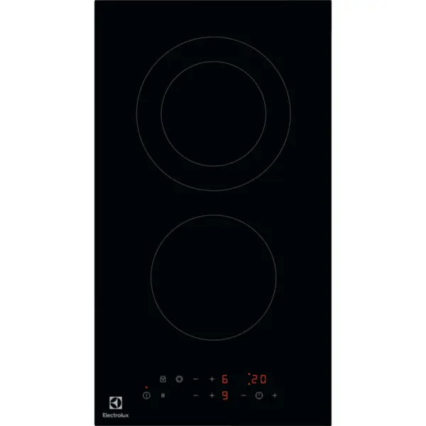 Electrolux Plita incorporabila Electrolux LHR3233CK, Vitroceramica, 2 zone de gatit, Control touch, Timer, Semnal acustic, Inchidere de siguranta pentru copii, Functie pauza, 30 cm, Negru