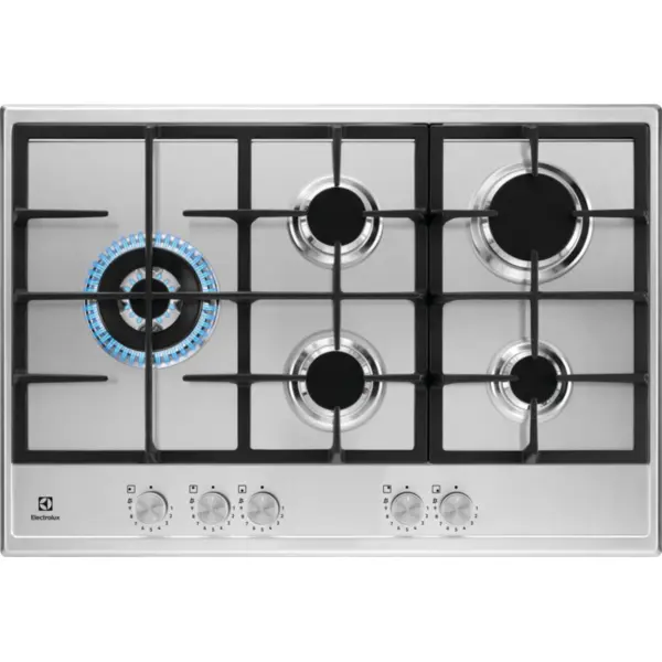 Electrolux Plita pe gaz Electrolux KGS75662SX, incorporabila, 75 cm, arzator WOK, Inox