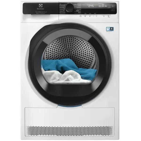 Electrolux Uscator de rufe Electrolux Ecoline EW8D595MCE, Pompa de caldura, 9 kg, 18 programe, Clasa C, Wi-Fi, Motor Inverter, Display LED, SteamCare, Sensicare, 3DSense, Usa reversibila, Iluminare interioara tambur, Alb