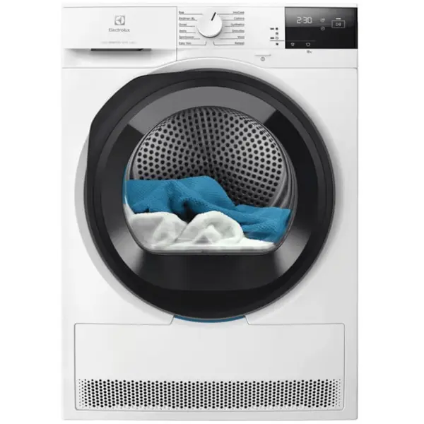 Electrolux Uscator de rufe Electrolux EW6D285AE, Pompa de caldura, 8 kg, Clasa C, Sistem uscare GentleCare + Sensicare, Motor Inverter, Usa reversibila, Alb