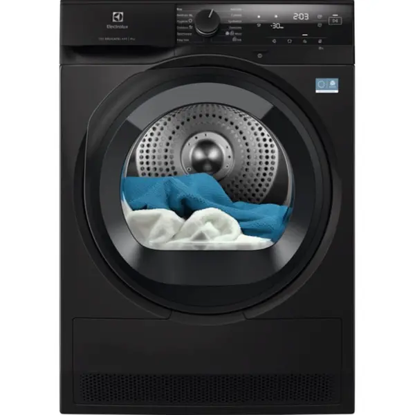 Electrolux Uscator de rufe ELECTROLUX EW7D495UDE PerfectCare700, pompa de caldura, 9 kg, Clasa C, motor Inverter, DelicateCare + Sensicare, Iluminare interioara, MixCARE, EasyIron, Outdoor, Silent, 66 cm, Negru