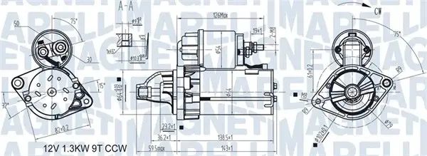 Electromotor (12V, 1,1kW) potrivit FIAT DOBLO, FIORINO MINIVAN, GRANDE PUNTO, IDEA, PANDA HATCHBACK, PUNTO, PUNTO EVO, PUNTO EVO HATCHBACK, PUNTO HATCHBACK, STRADA; LANCIA MUSA 1.3D 06.03-