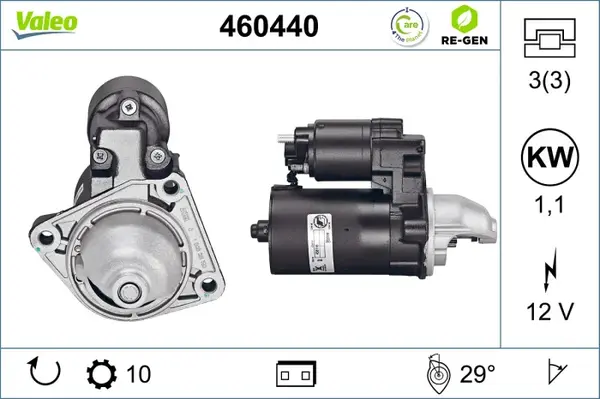 Electromotor (12V, 1,1kW, reconditionat) potrivit VOLVO C30, S40 II, V50; FORD B-MAX, C-MAX, C-MAX II, ECOSPORT, FIESTA, FIESTA IV, FIESTA V, FIESTA VI, FIESTA HATCHBACK 1.2-2.0ALK 08.95-