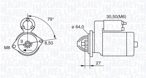 Electromotor (12V, 1,3kW) ALFA ROMEO MITO; FIAT 500, 500 C, DOBLO, DOBLO CARGO, FIORINO, GRANDE PUNTO, IDEA, LINEA, PALIO, PANDA, PUNTO, QUBO; LANCIA MUSA, YPSILON; OPEL ASTRA H, COMBO 1.3D 1.9D dupa