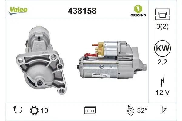Electromotor (12V, 2,2kW) potrivit NISSAN INTERSTAR, KUBISTAR, PRIMASTAR; OPEL MOVANO A, VIVARO A; RENAULT AVANTIME, ESPACE III, LAGUNA II, MASTER II, TRAFIC II, VEL SATIS 1.5D 2.2D 2.5D 09.00-